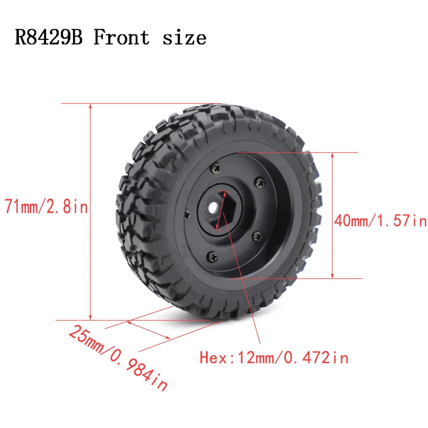 1/12 1/14 RC Off-Road Car Front Rear Tires Skidproof Rubber Tyres for Wltoys 144001 144010 124016 124017 124010 ZD Racing BX12 Bigtoysworld.com
