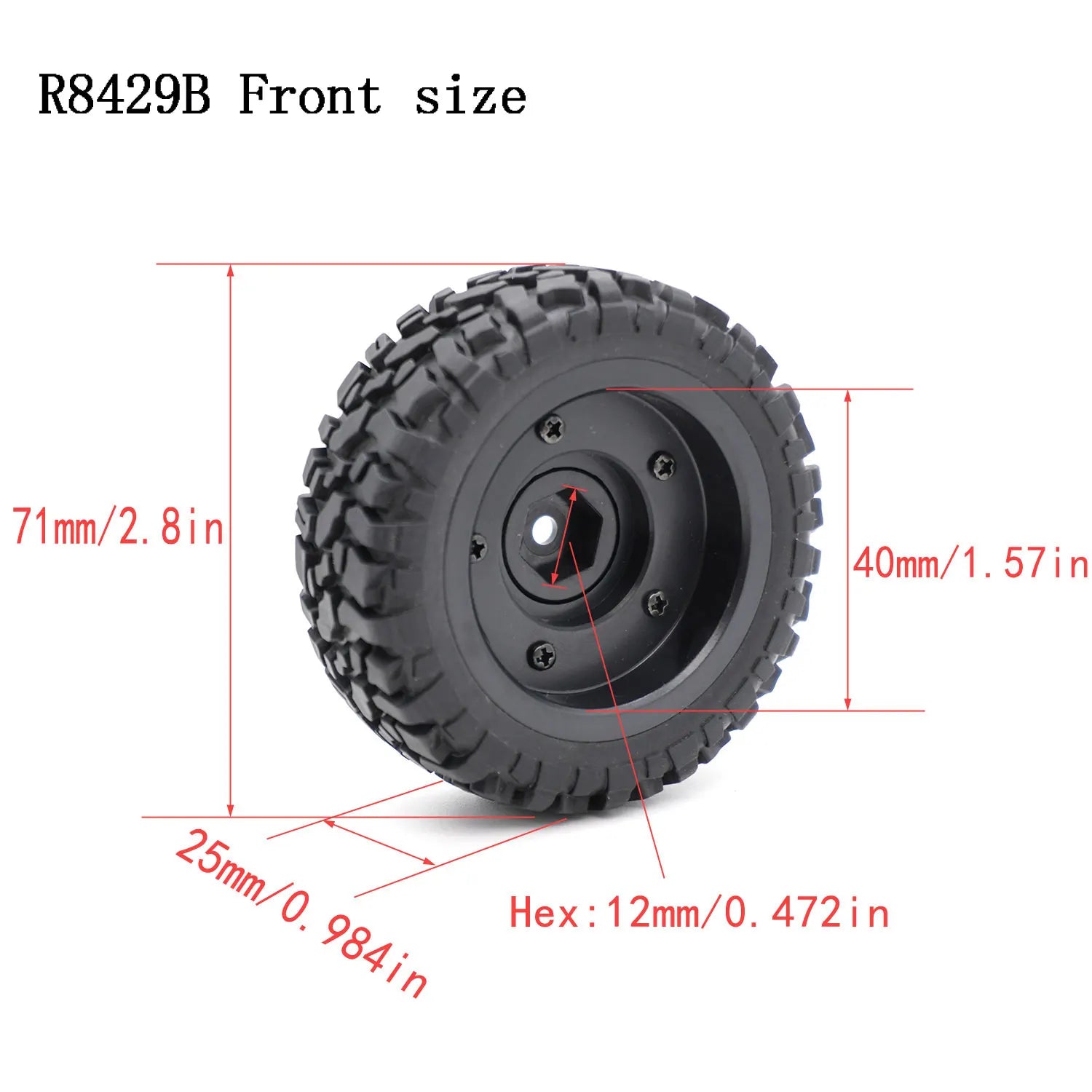 1/12 1/14 RC Off-Road Car Front Rear Tires Skidproof Rubber Tyres for Wltoys 144001 144010 124016 124017 124010 ZD Racing BX12 Bigtoysworld.com