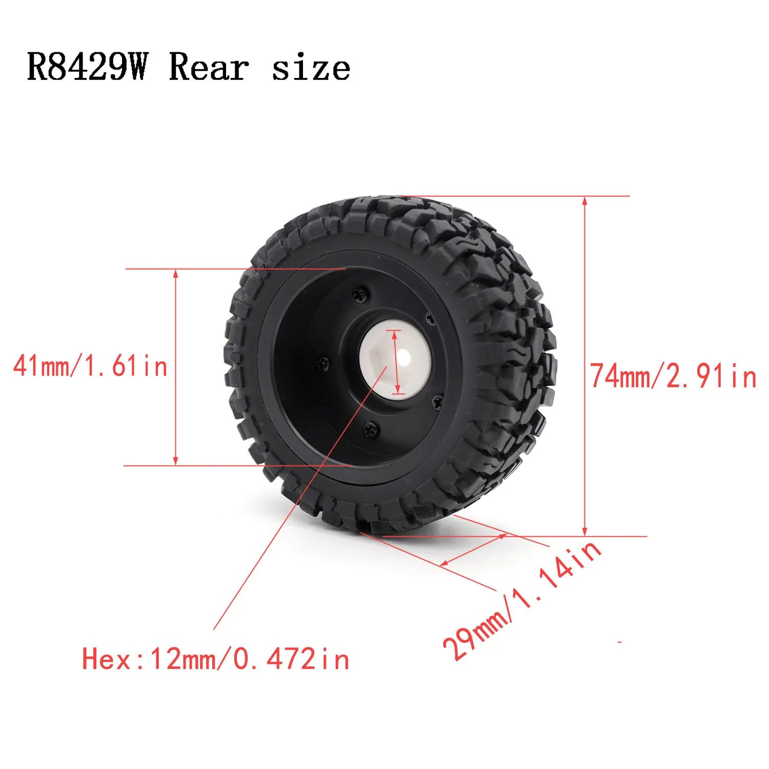 1/12 1/14 RC Off-Road Car Front Rear Tires Skidproof Rubber Tyres for Wltoys 144001 144010 124016 124017 124010 ZD Racing BX12 Bigtoysworld.com