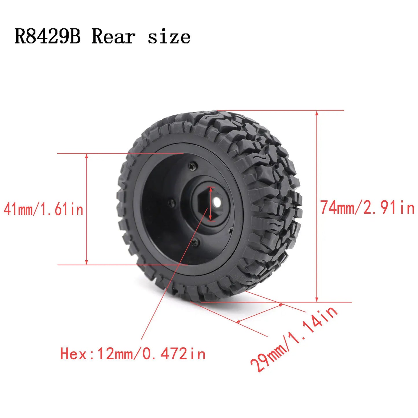 1/12 1/14 RC Off-Road Car Front Rear Tires Skidproof Rubber Tyres for Wltoys 144001 144010 124016 124017 124010 ZD Racing BX12 Bigtoysworld.com