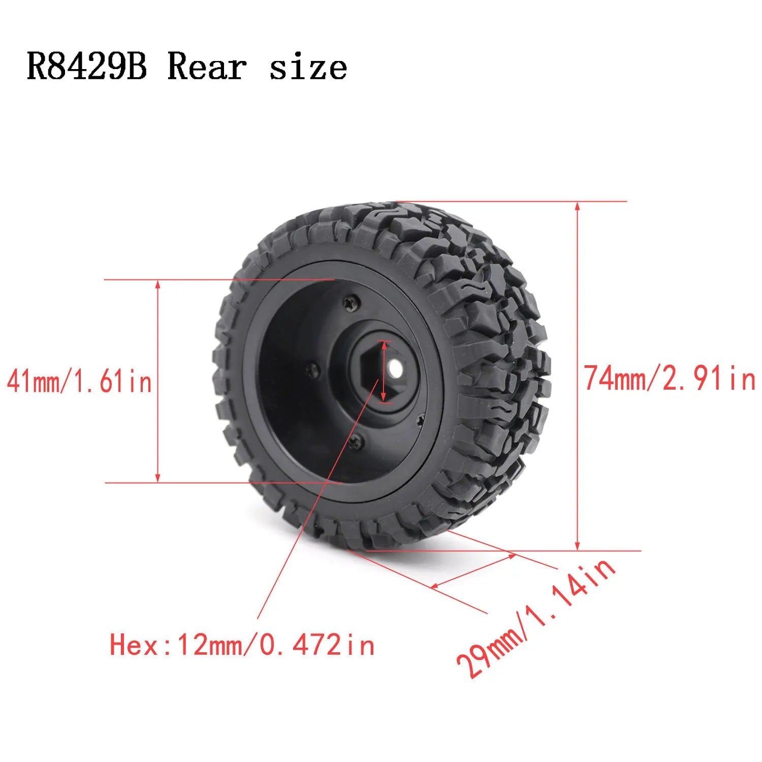1/12 1/14 RC Off-Road Car Front Rear Tires Skidproof Rubber Tyres for Wltoys 144001 144010 124016 124017 124010 ZD Racing BX12 Bigtoysworld.com