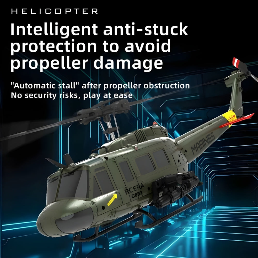 Hélicoptère RC UH-1 Huey C032 | Le Plus Stable pour Débuter (6CH) Hélicoptère télécommandé Bigtoysworld.com